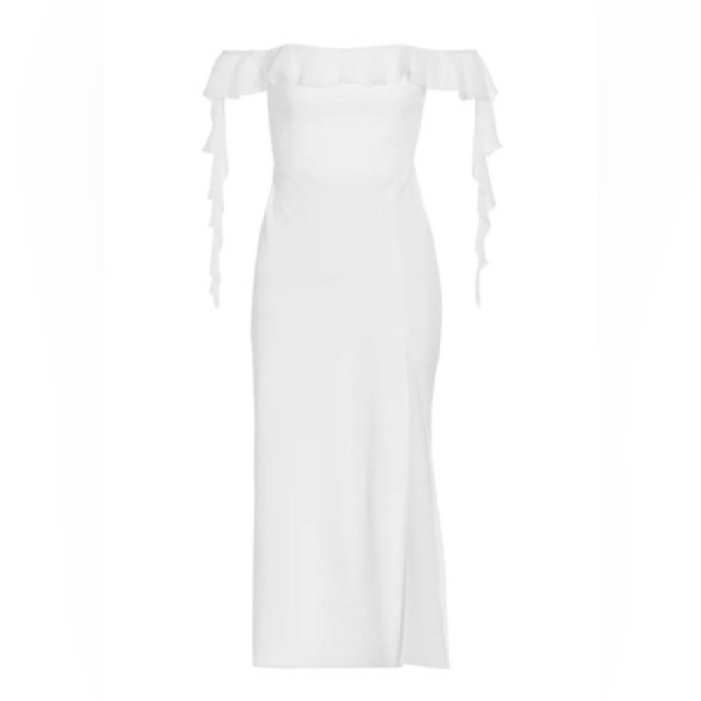 New with Tag Amanda Uprichard Copellia Silk-Trim Flutter Midi Dress